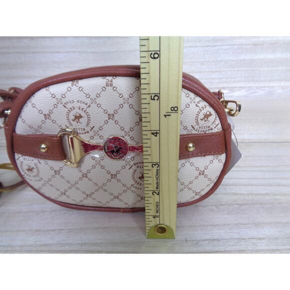Beverly Hills Polo Club BHPC Cream &‎ Brown Vegan Leather Crossbody Purse - Picture 7 of 9